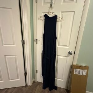 Elegant Navy Sleeveless Maxi Dress